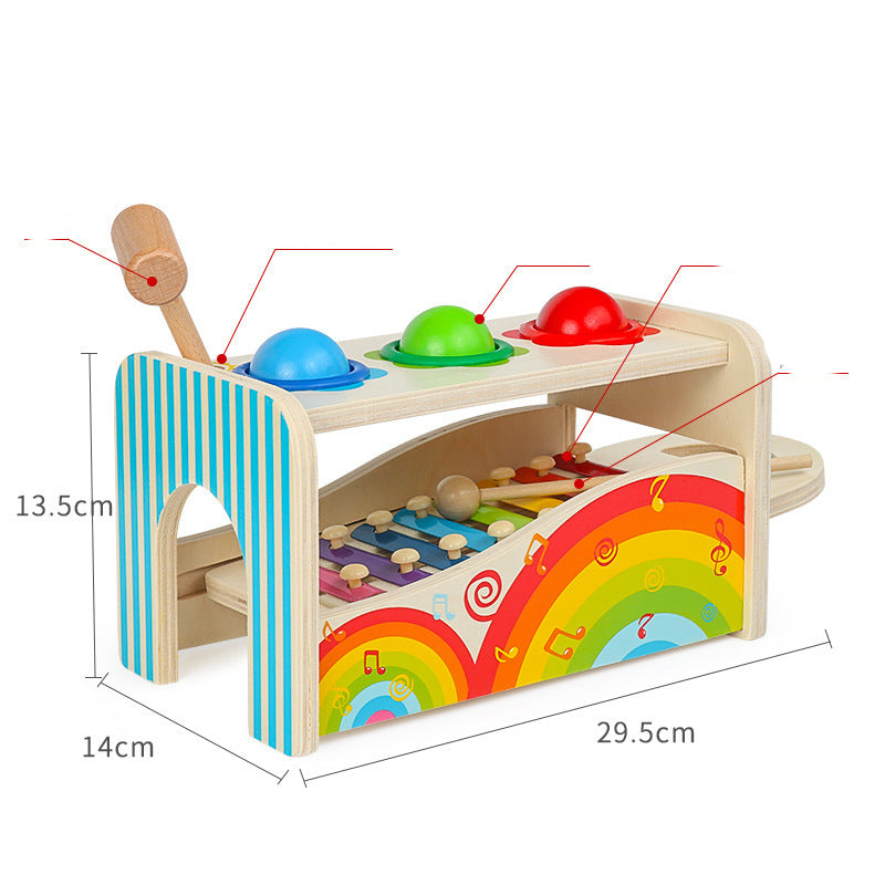 Wooden toy with music knocking table