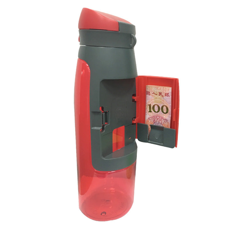 Water bottle with safe box