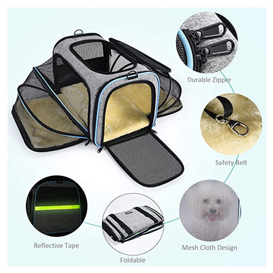 Carrier for pets expandable