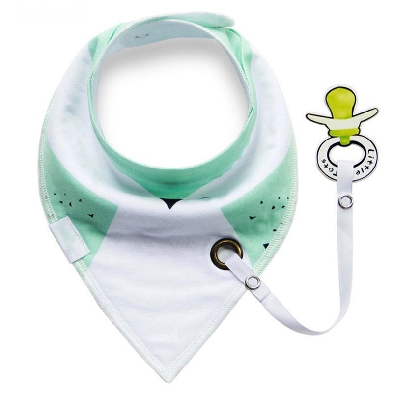 Cotton baby bibs with pacifier holder
