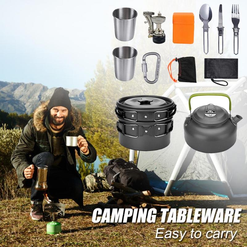 Portable camping cooker stove sets