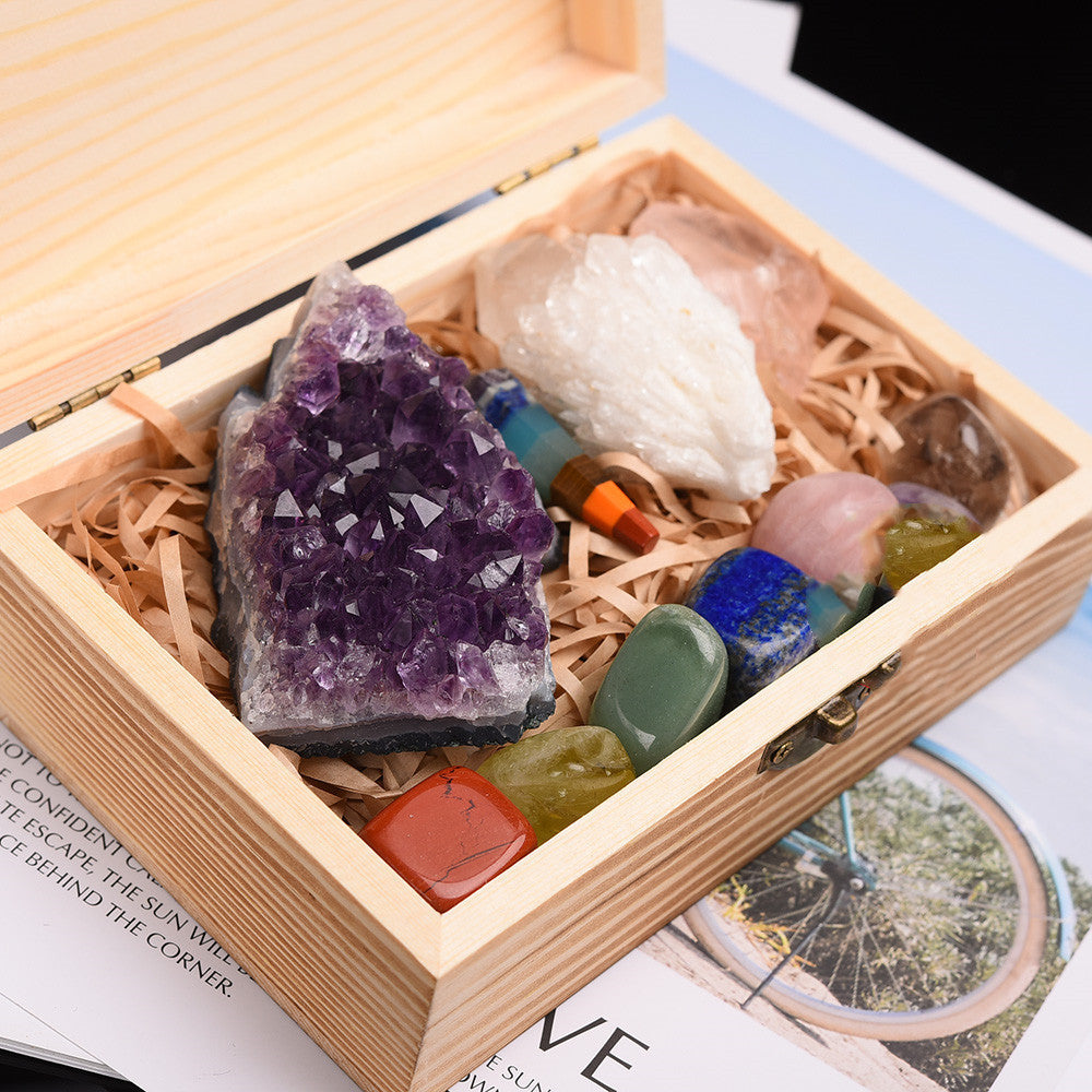 Crystal gift box in wooden case