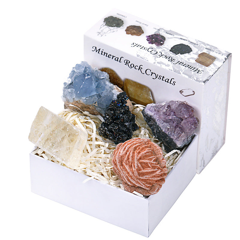 Crystal mineral rock collection set