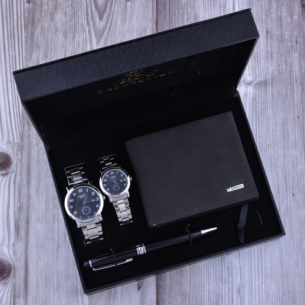 Couple’s matching watch and wallet gift set