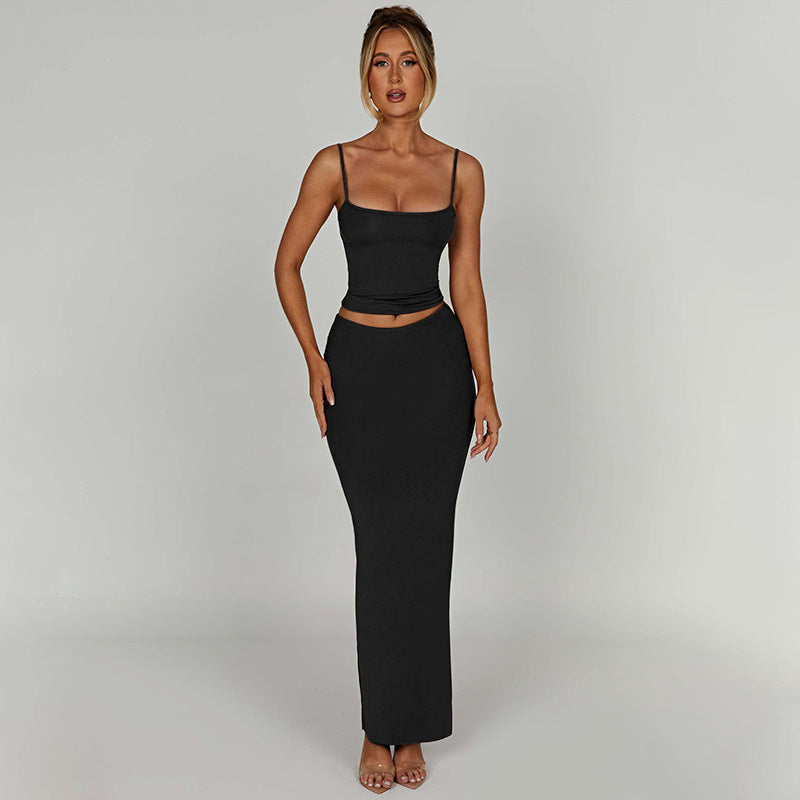 Suspenders Chest-flattering Vest High Waist Slim Skirt Suit