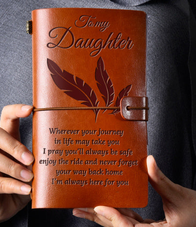 Engraved leather journal notebook