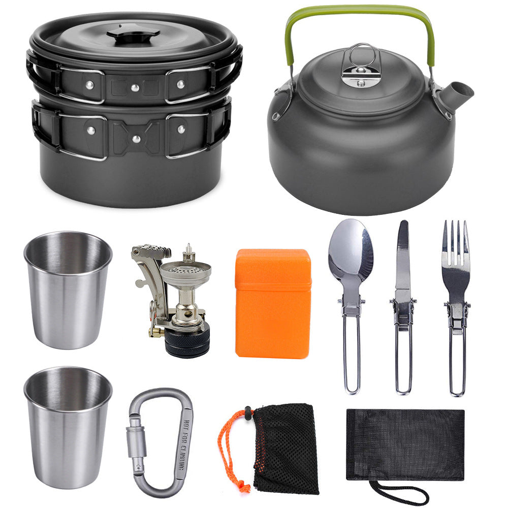 Portable camping cooker stove sets