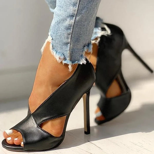 Leather high heels