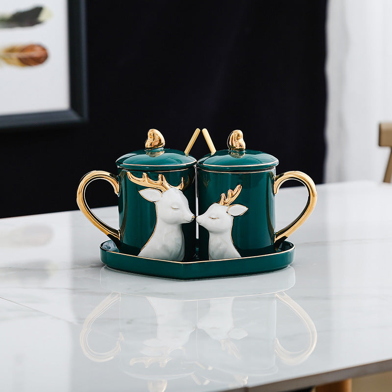 Couple mug set with tray