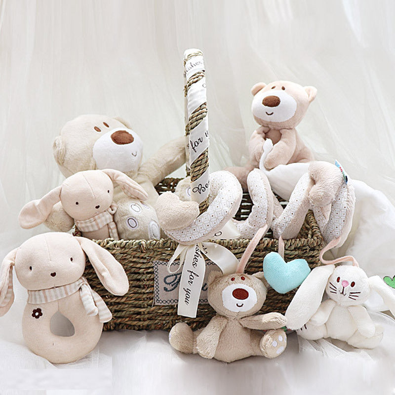 Newborn baby plush toy gift basket