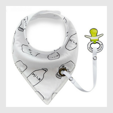 Cotton baby bibs with pacifier holder