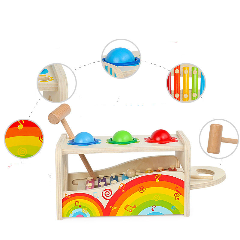 Wooden toy with music knocking table