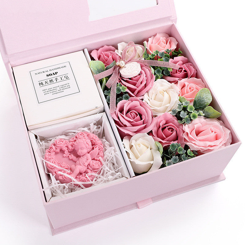 Valentine’s Day gift box roses with soap