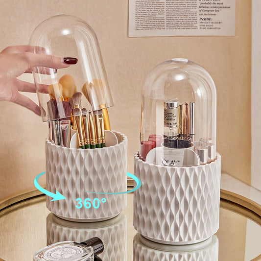 Rotating makeup brush holder