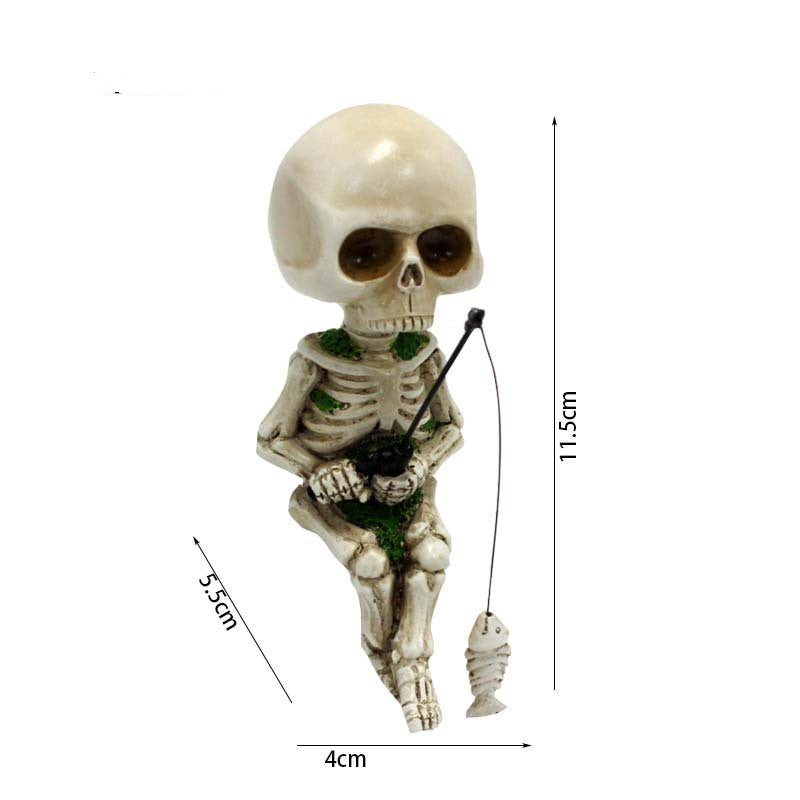 Fishing skeleton figure decoration
