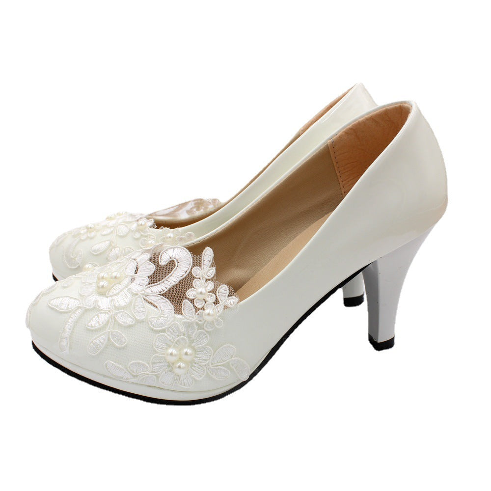 White leather shoes for wedding