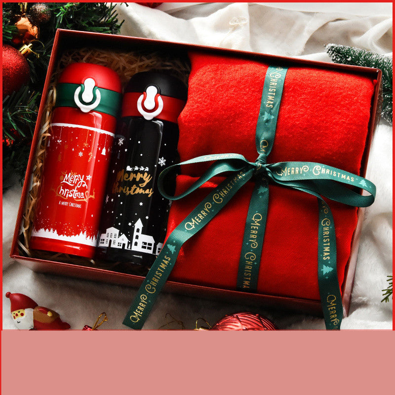 Cozy couple Christmas gift set with mugs and blanket