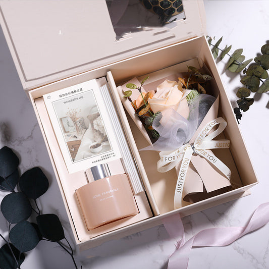 Elegant home fragrance gift box with rose