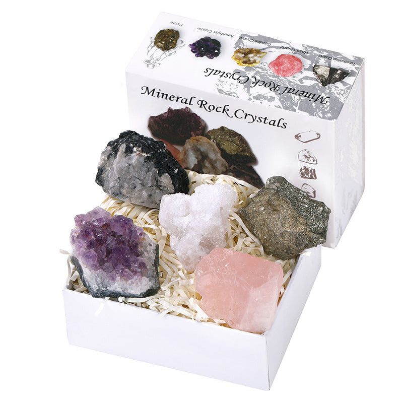 Crystal mineral rock collection set
