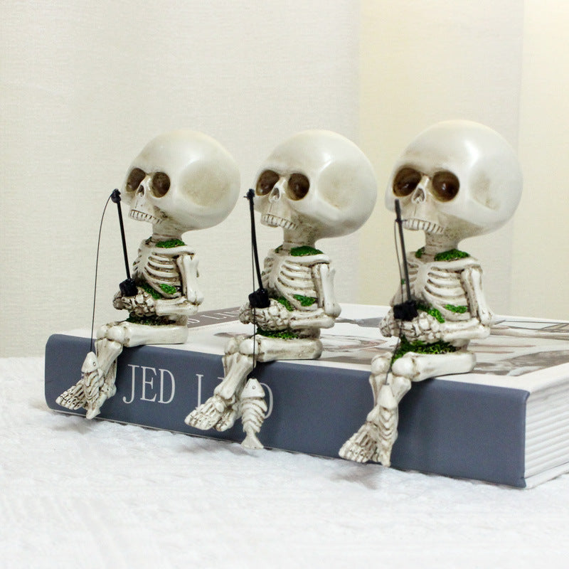 Fishing skeleton figure decoration