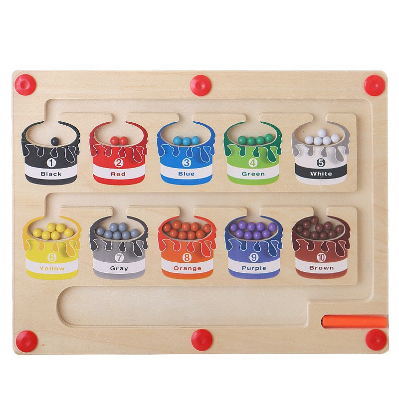 Wooden magnetic maze puzzles