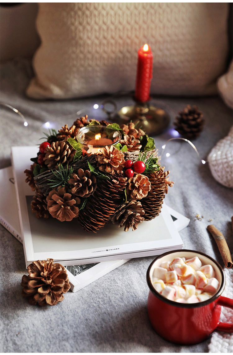 Christmas wreath with candle holder