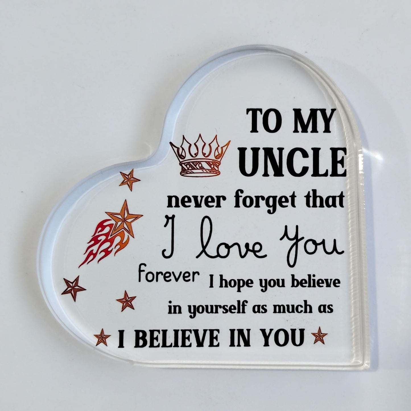 Crystal heart stone with personalized text