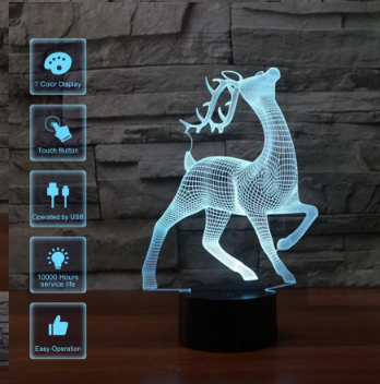 Night illusion led light 3D deer