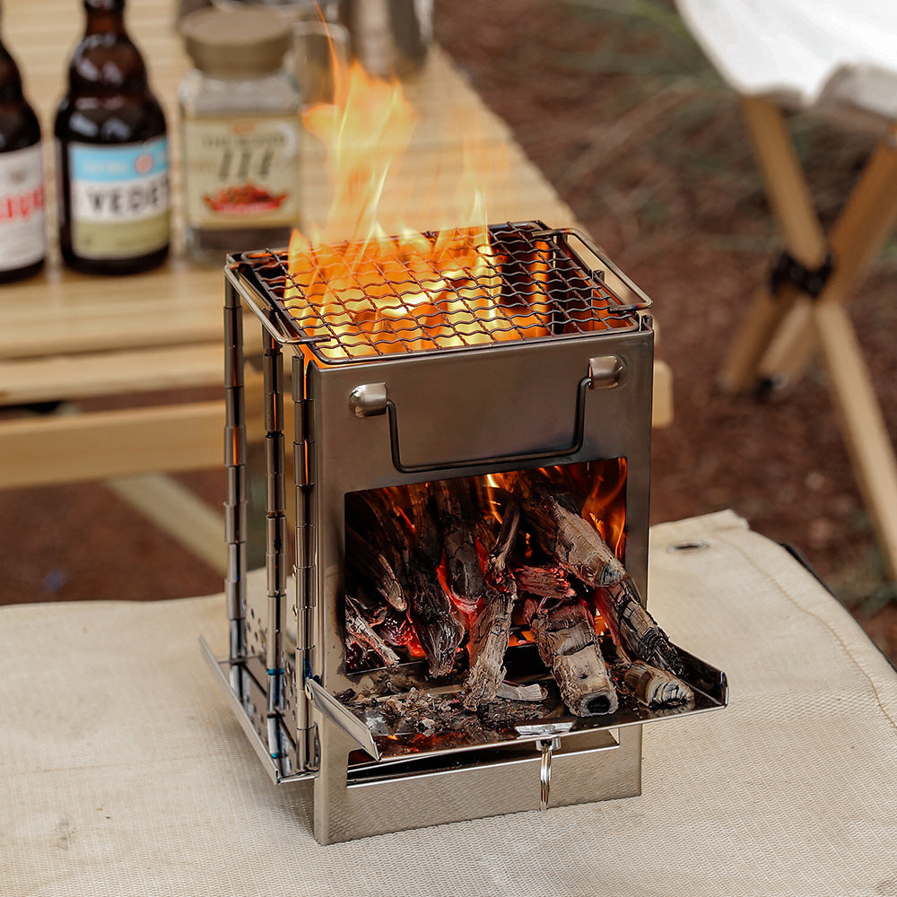Camping folding wood stove