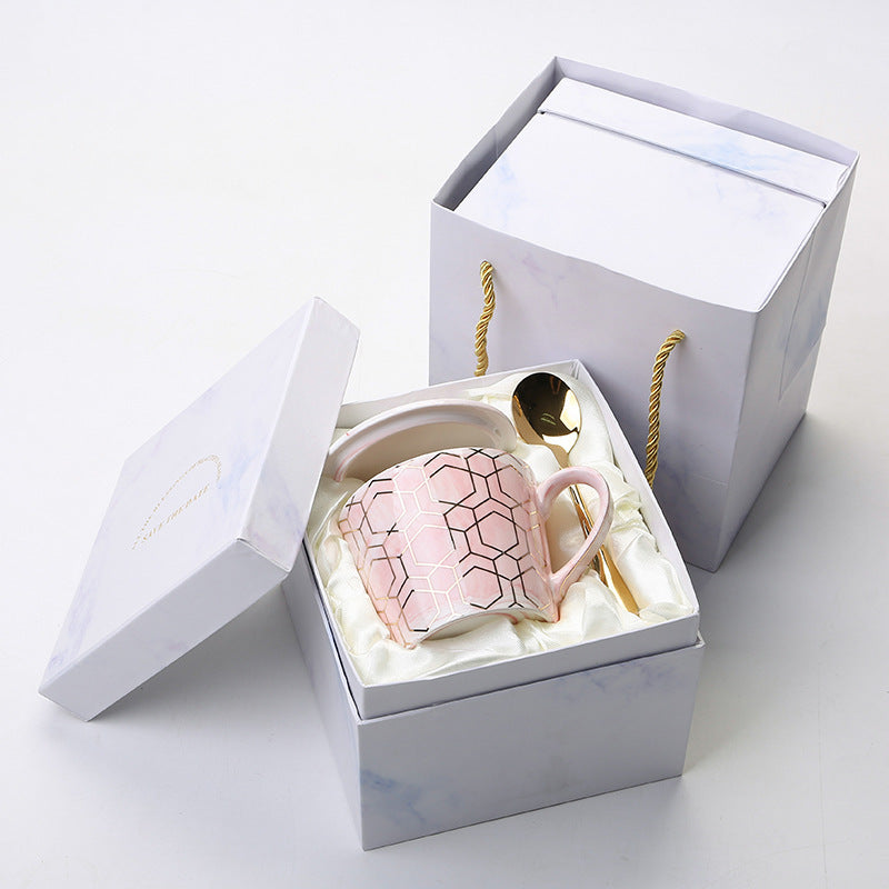 Marbled gold rim mug gift set