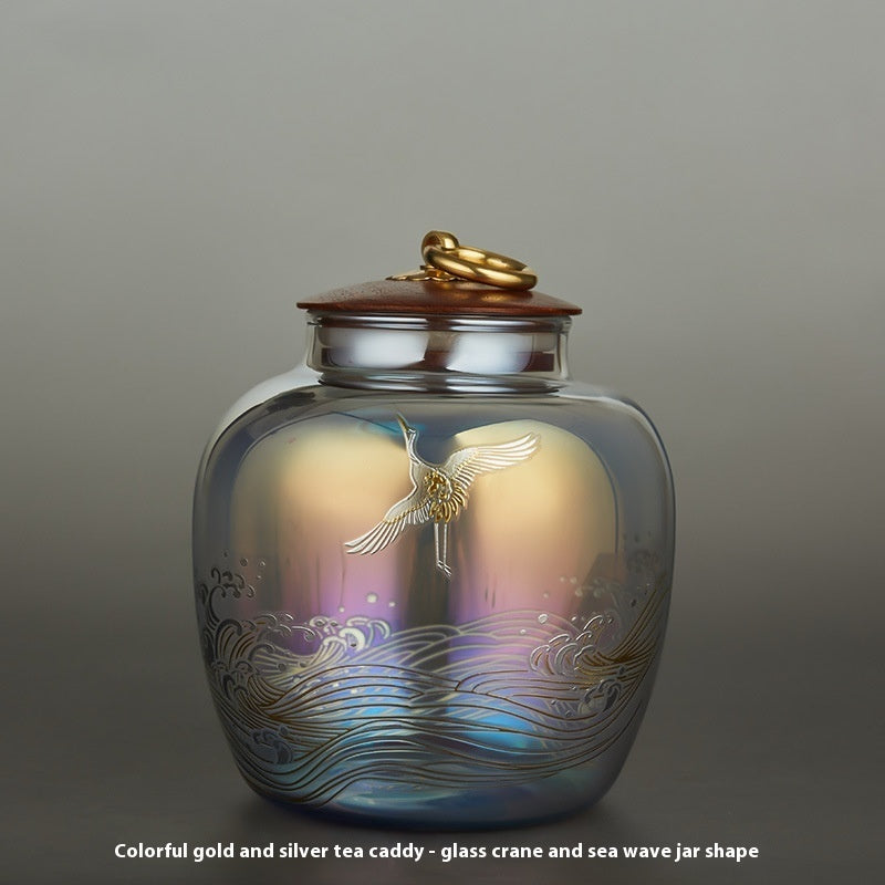 Asian hand-painted tea jar