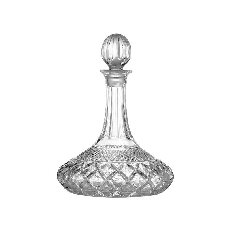 Crystal whiskey decanter in wooden gift box