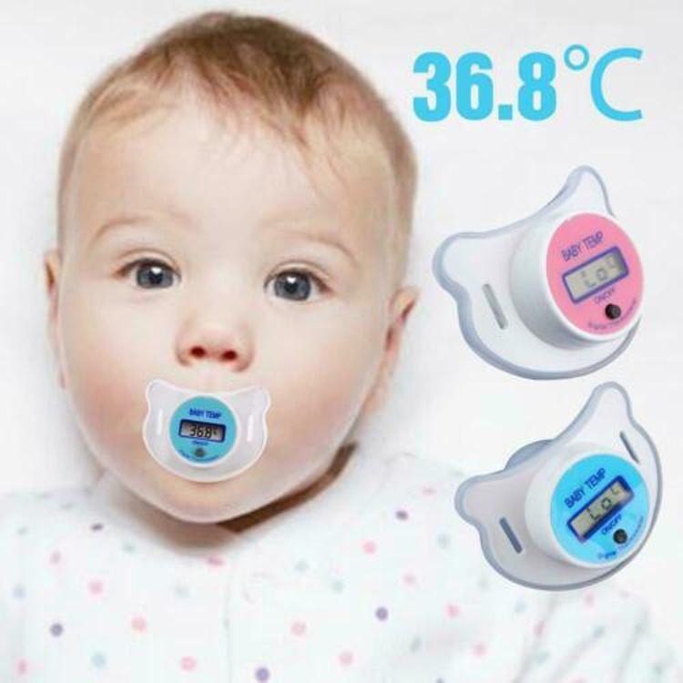Baby pacifier with digital thermometer