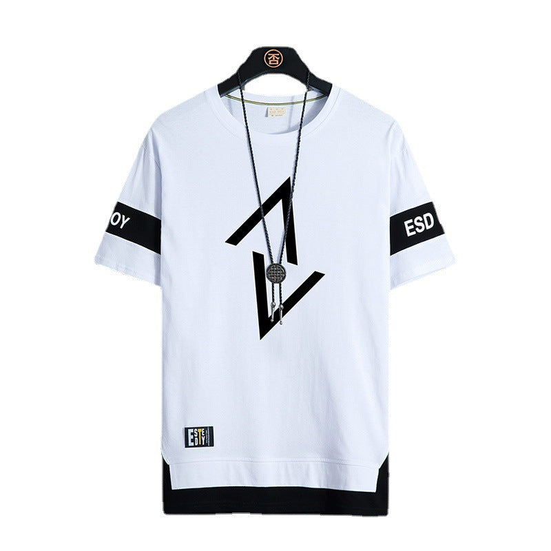 Summer Two-pieces t-shirt Printed Short-sleeved T-shirt Men Crew Neck Casual