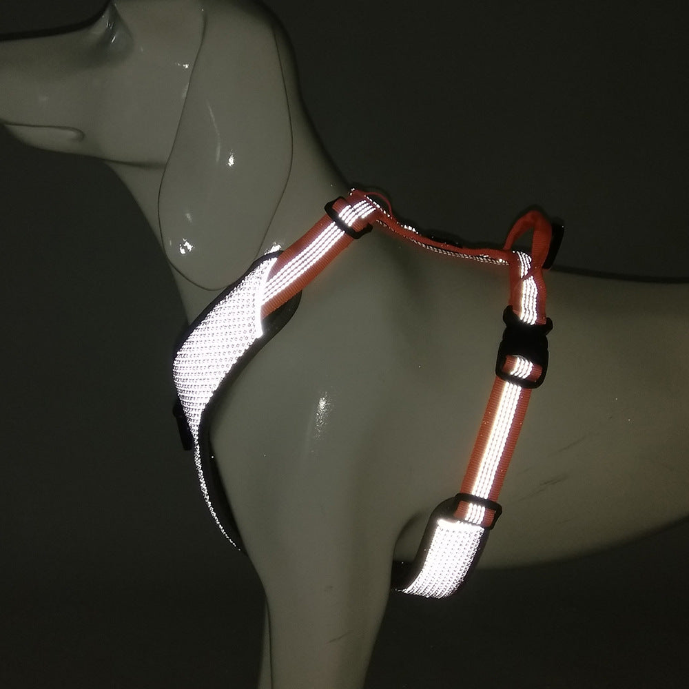 Dog chest strap with reflex