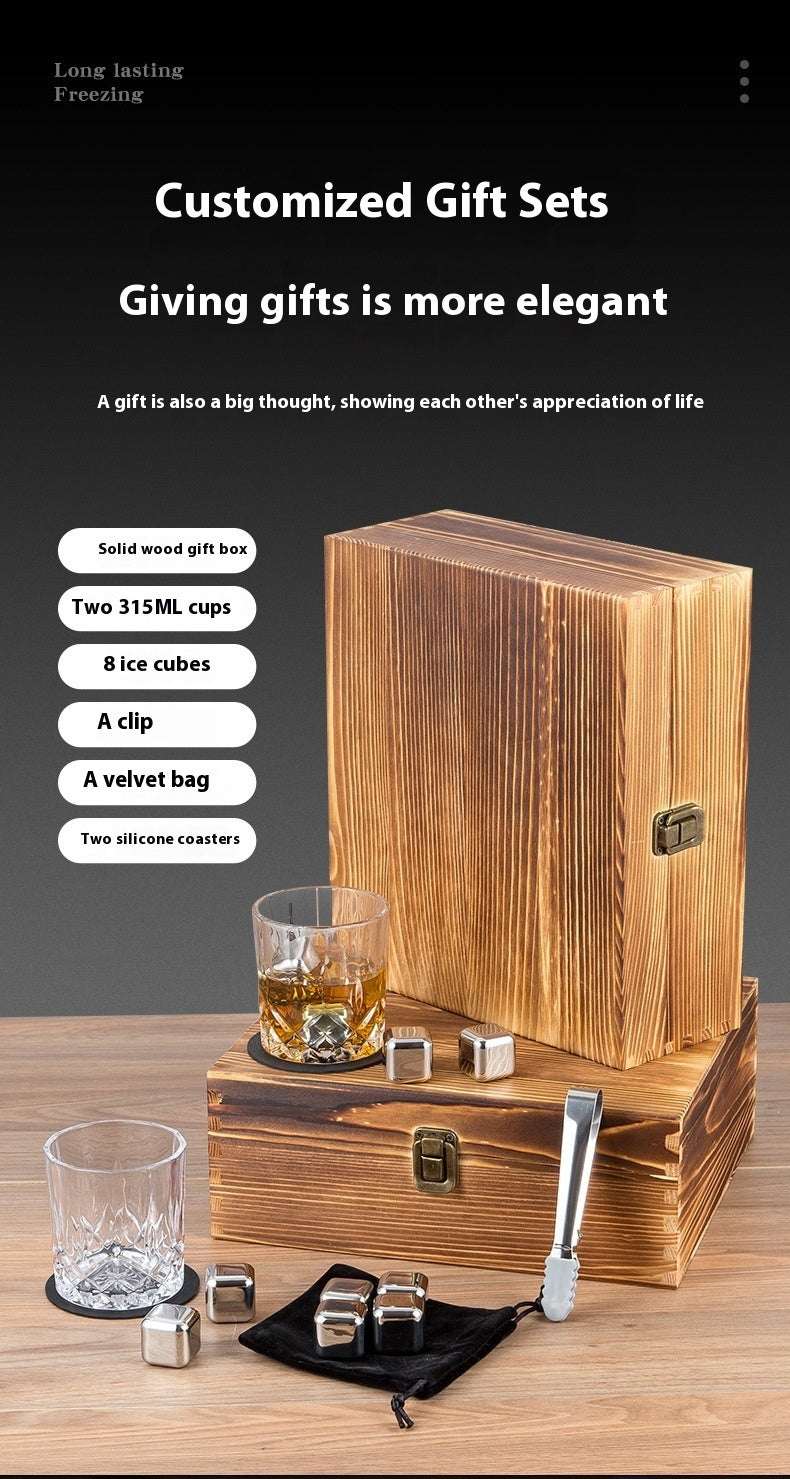 Stainless steel whiskey stones and glasses gift set