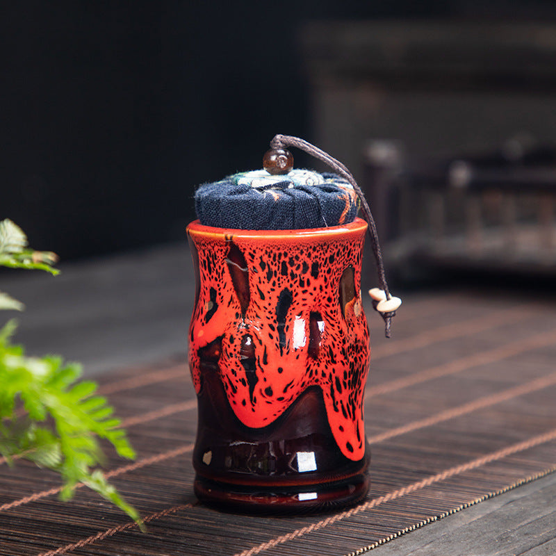 Handmade ceramic tea storage jar