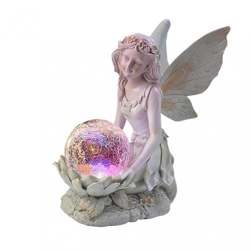 Flower Fairy statue with solar light