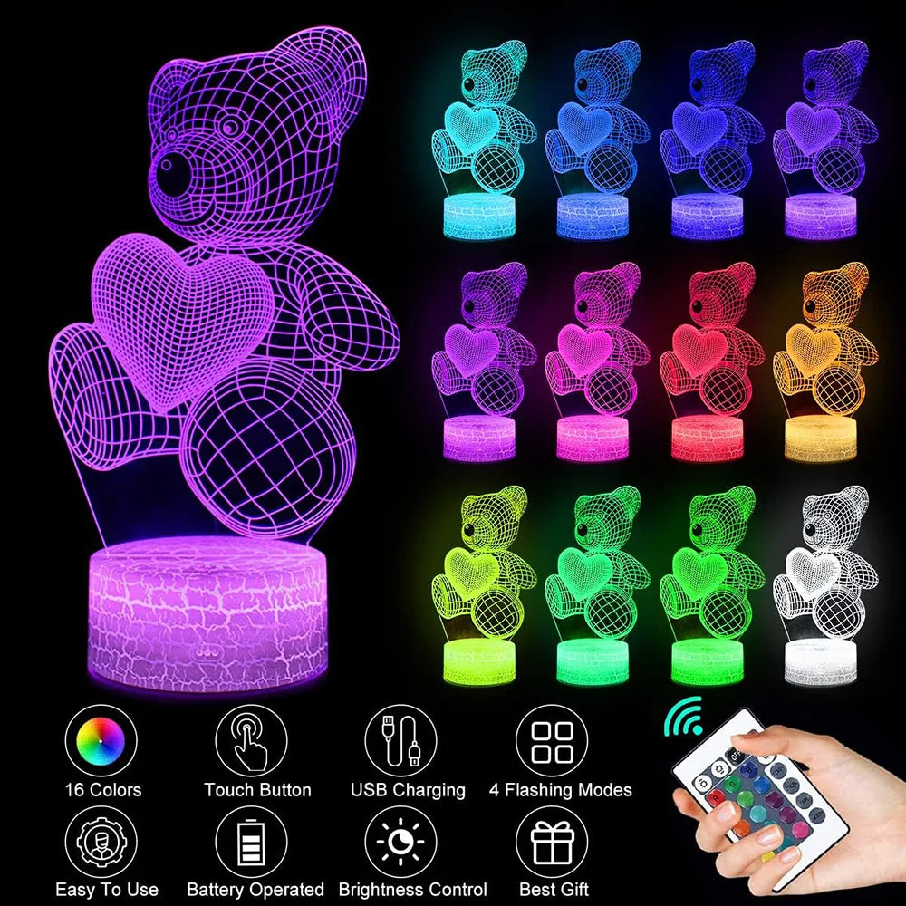 3D night light love