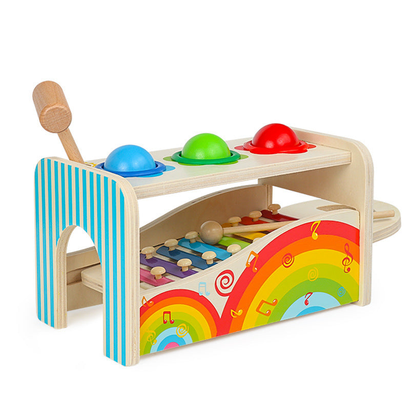 Wooden toy with music knocking table