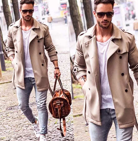 Mansjas Soliede Kleur Eenvoudige Mans Middellange Woljas