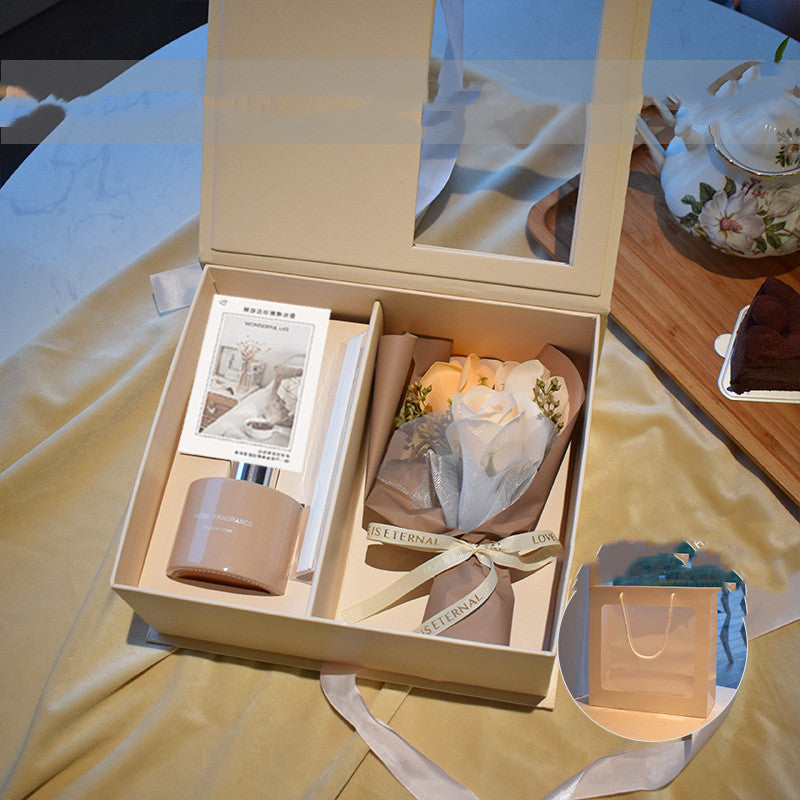 Elegant home fragrance gift box with rose