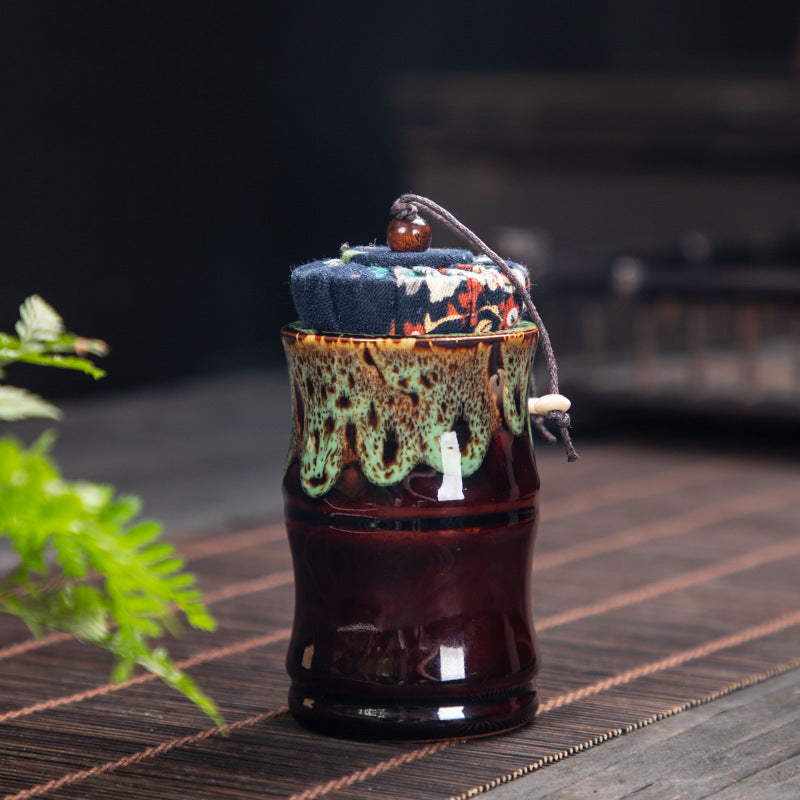 Handmade ceramic tea storage jar