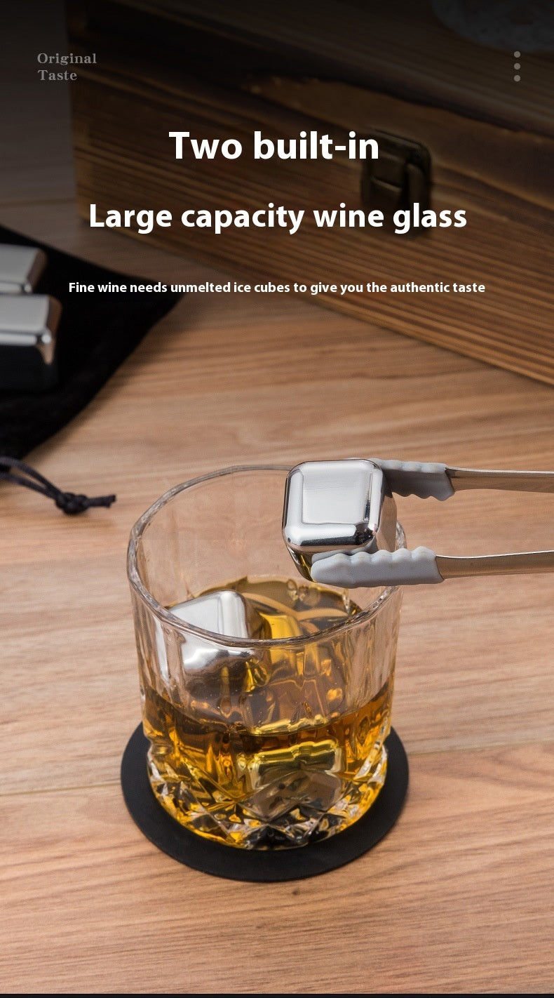 Stainless steel whiskey stones and glasses gift set