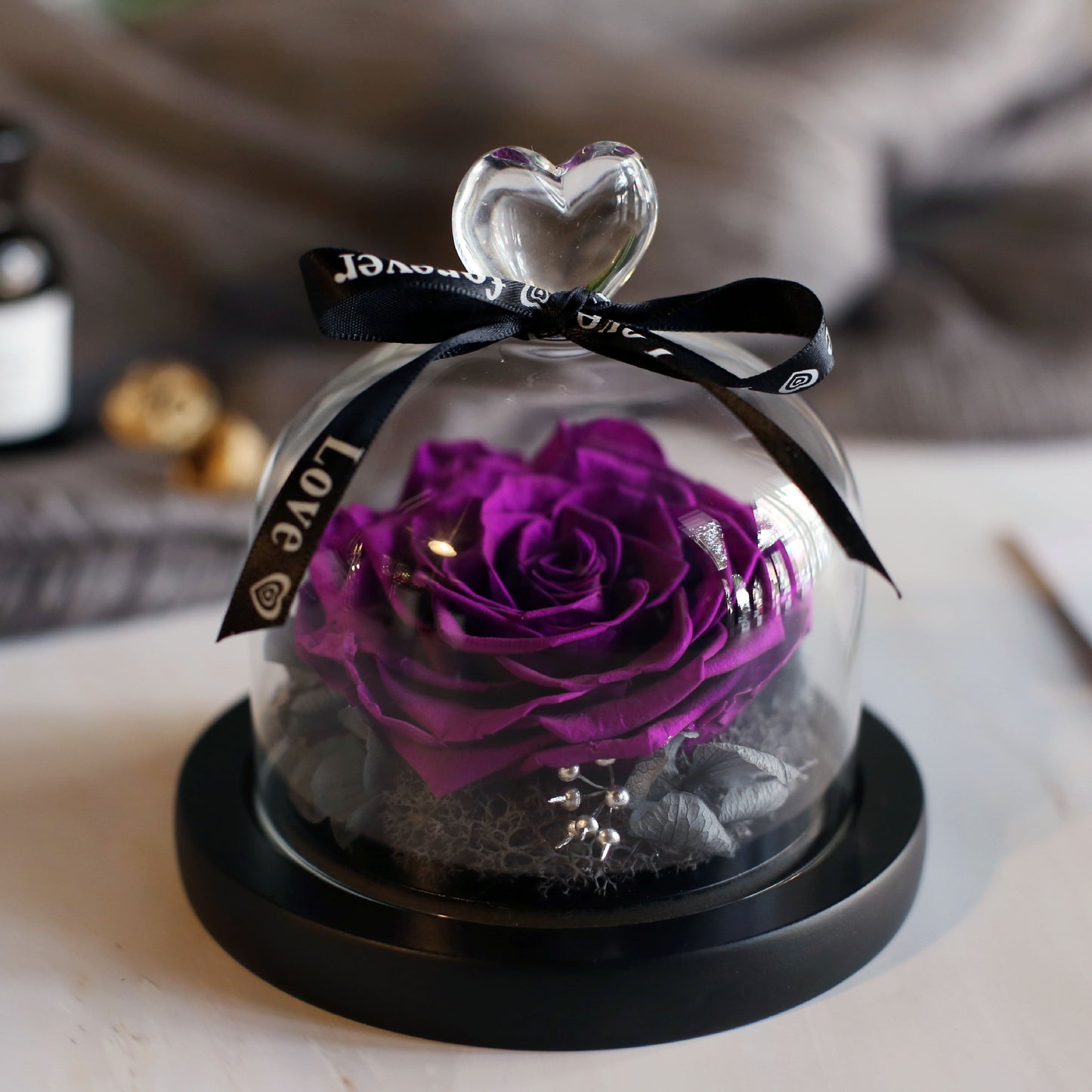 Valentine's Day immortal flowers in glass cover