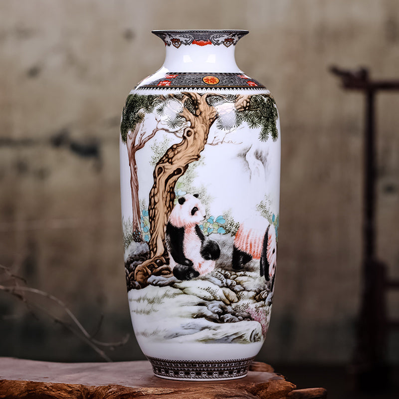 Hand painted Asian porcelain vase