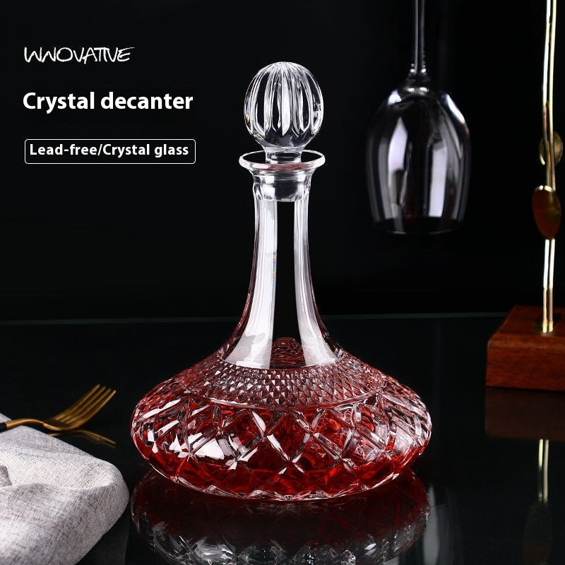 Crystal whiskey decanter in wooden gift box