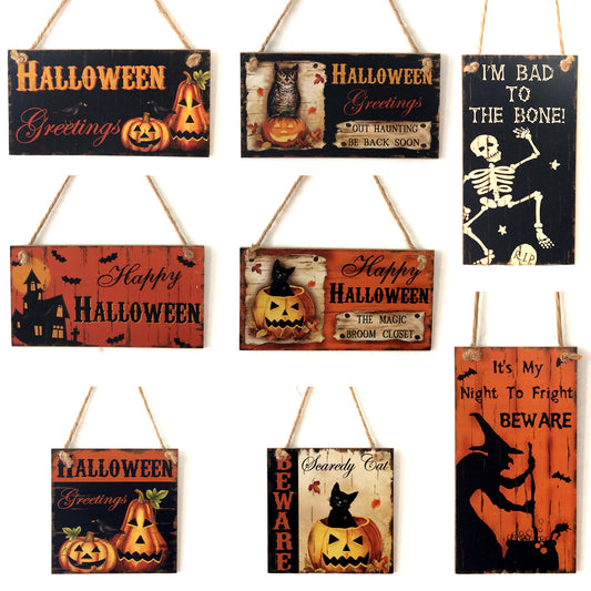 Wooden Halloween hanging boards