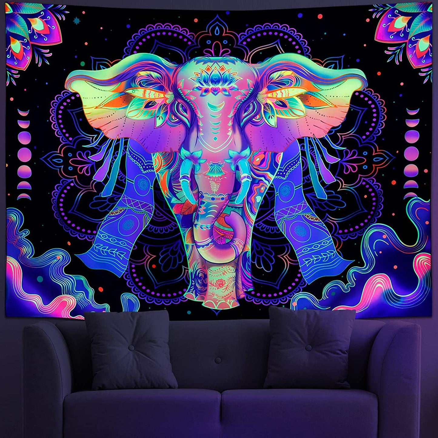 Wall decor with blacklight UV reactive