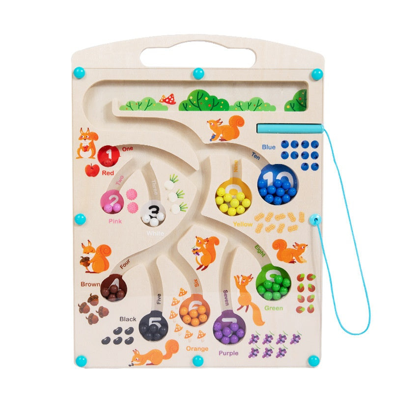 Wooden magnetic maze puzzles